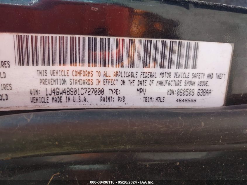 2001 Jeep Grand Cherokee Laredo VIN: 1J4GW48S01C727000 Lot: 39496118