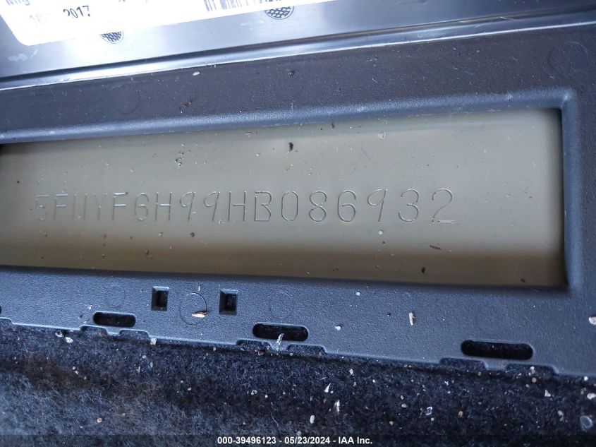 2017 Honda Pilot Touring VIN: 5FNYF6H99HB086932 Lot: 39496123