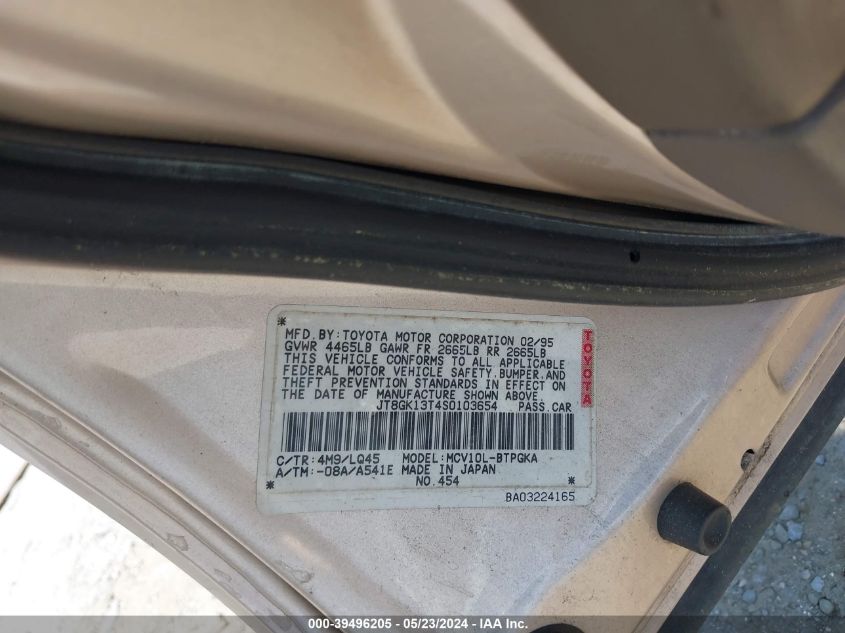 1995 Lexus Es 300 VIN: JT8GK13T4S0103654 Lot: 39496205