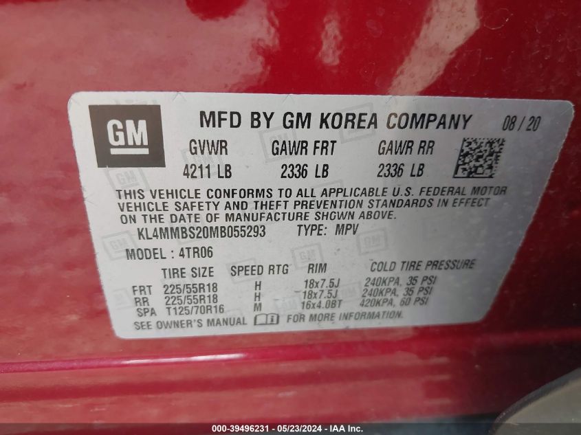 2021 Buick Encore Gx Fwd Preferred VIN: KL4MMBS20MB055293 Lot: 39496231