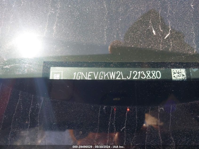 2020 Chevrolet Traverse Awd Lt Cloth VIN: 1GNEVGKW2LJ213880 Lot: 39496529