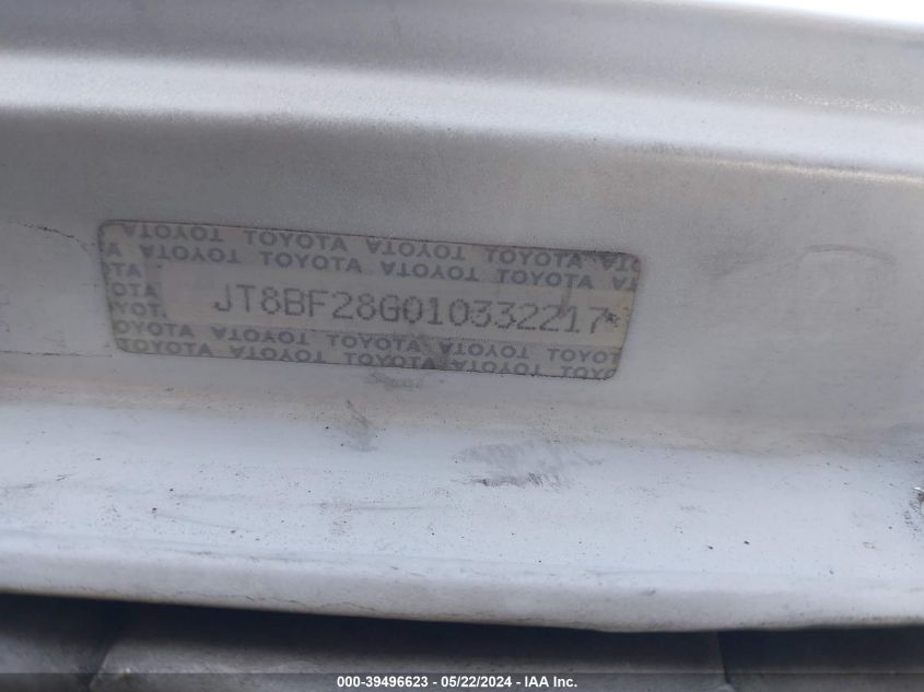 2001 Lexus Es 300 VIN: JT8BF28G010332217 Lot: 39496623