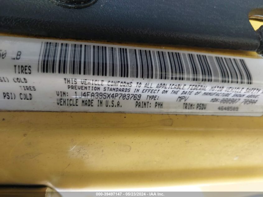 2004 Jeep Wrangler X VIN: 1J4FA39SX4P703769 Lot: 39497147