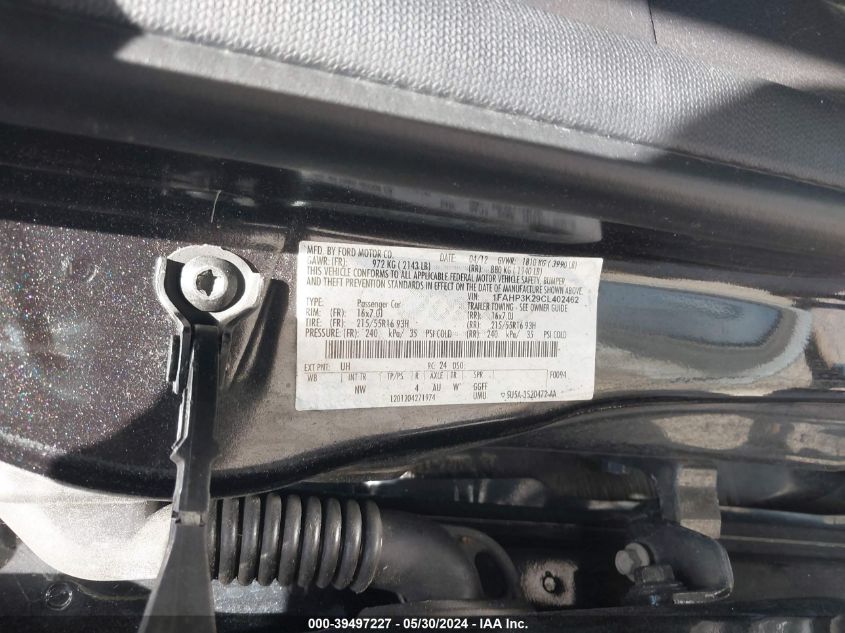 2012 Ford Focus Se VIN: 1FAHP3K29CL402462 Lot: 39497227