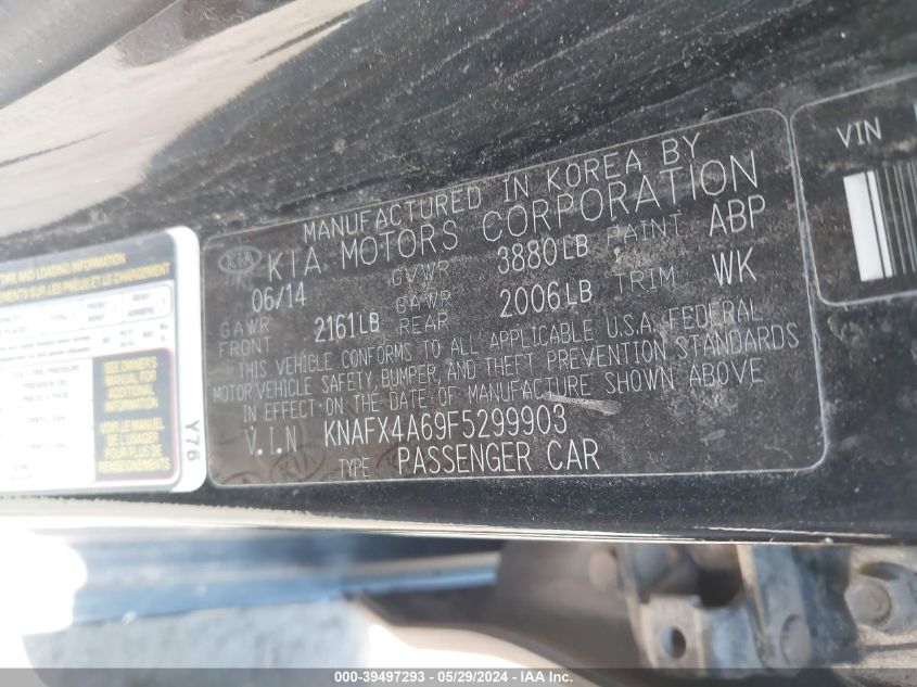 2015 Kia Forte Lx VIN: KNAFX4A69F5299903 Lot: 39497293