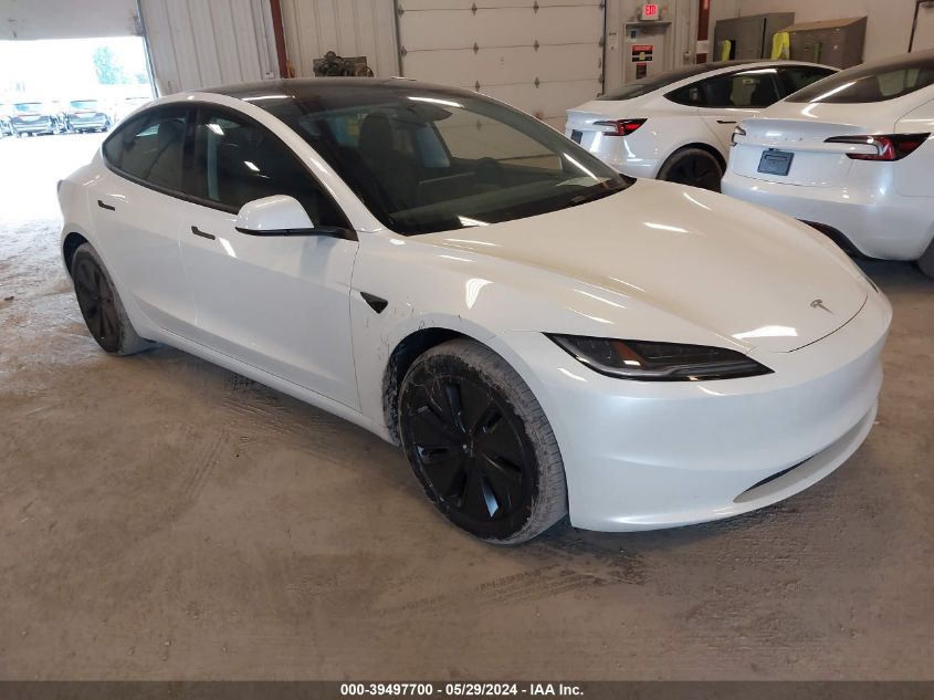 2024 Tesla Model 3 Rear-Wheel Drive VIN: 5YJ3E1EA2RF738483 Lot: 39497700