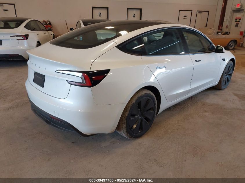 2024 Tesla Model 3 Rear-Wheel Drive VIN: 5YJ3E1EA2RF738483 Lot: 39497700