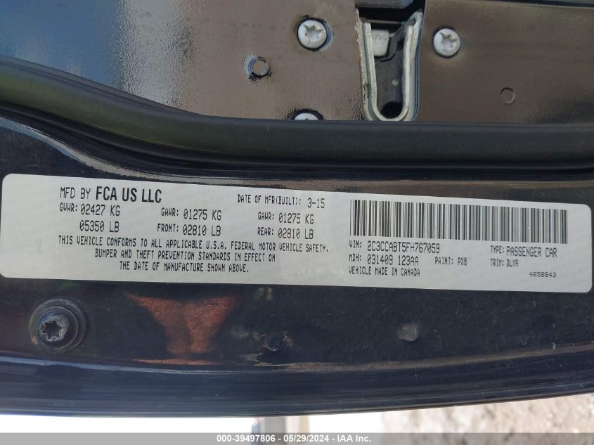 2015 Chrysler 300 300S VIN: 2C3CCABT5FH767059 Lot: 39497806