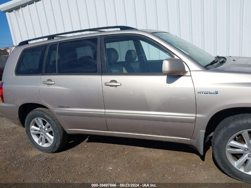 2007 Toyota Highlander Hybrid Limited V6 VIN: JTEEW21A870043465 Lot: 39497866