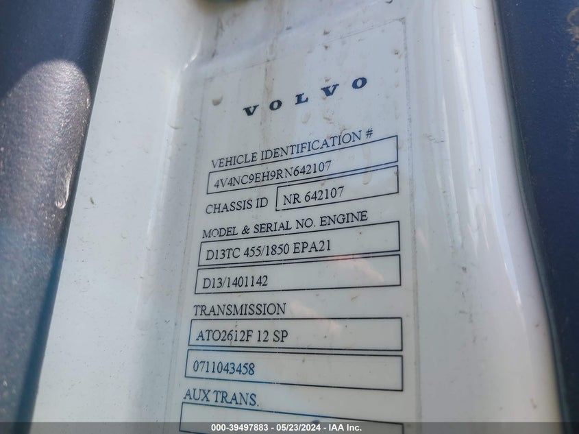 2024 Volvo Vnl VIN: 4V4NC9EH9RN642107 Lot: 39497883