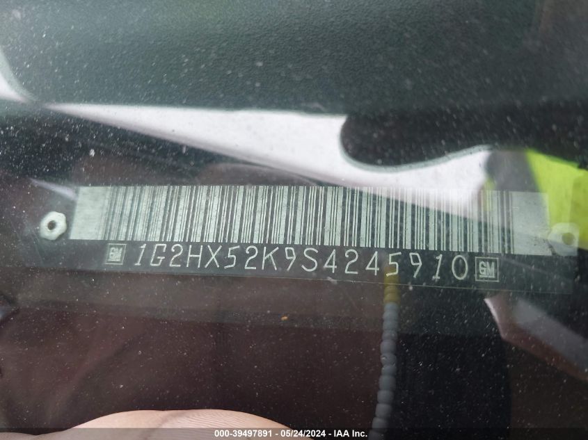 1995 Pontiac Bonneville Se VIN: 1G2HX52K9S4245910 Lot: 39497891