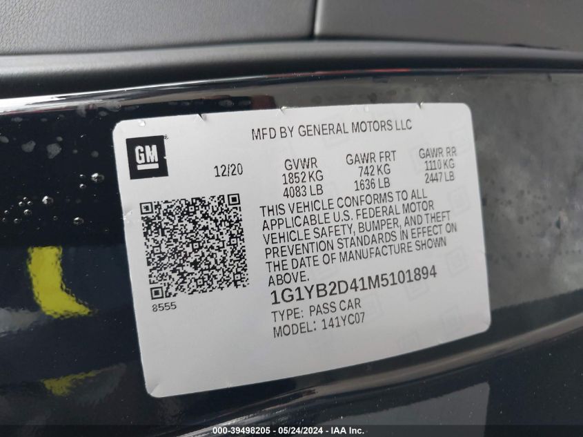 2021 Chevrolet Corvette - 1G1YB2D41M5101894