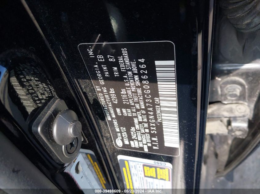 2012 Kia Optima Ex VIN: 5XXGN4A73CG086264 Lot: 39498609