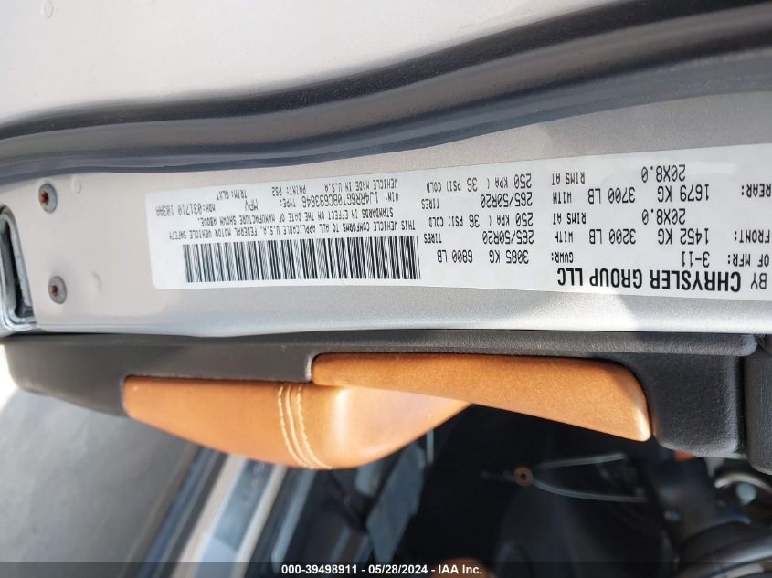 2011 Jeep Grand Cherokee Overland VIN: 1J4RR6GT0BC683846 Lot: 39498911