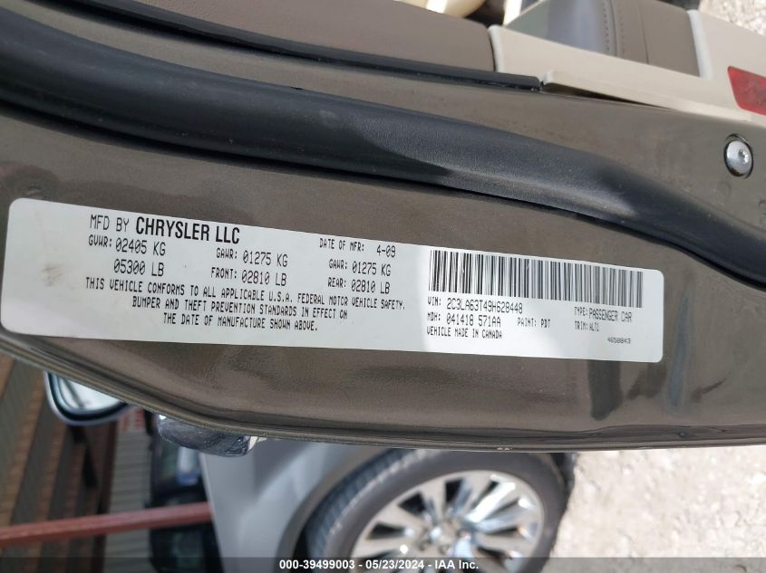 2009 Chrysler 300C Hemi VIN: 2C3LA63T49H628448 Lot: 39499003