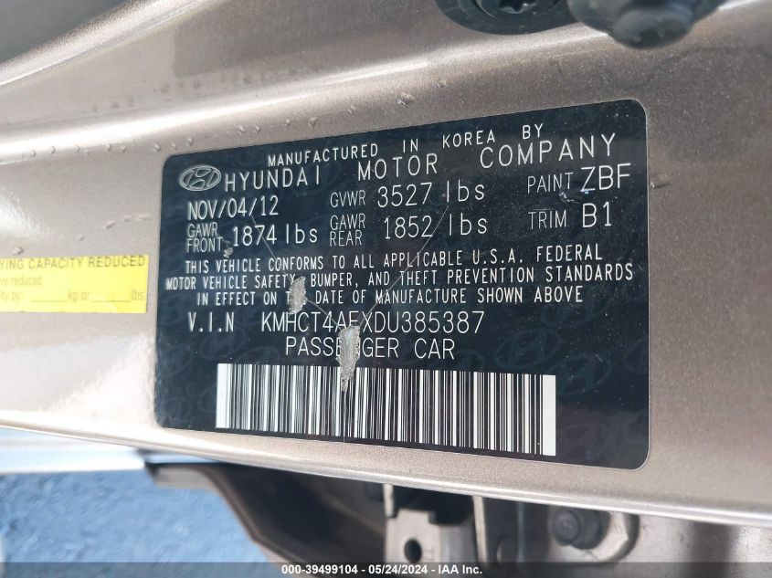 2013 HYUNDAI ACCENT GLS - KMHCT4AEXDU385387