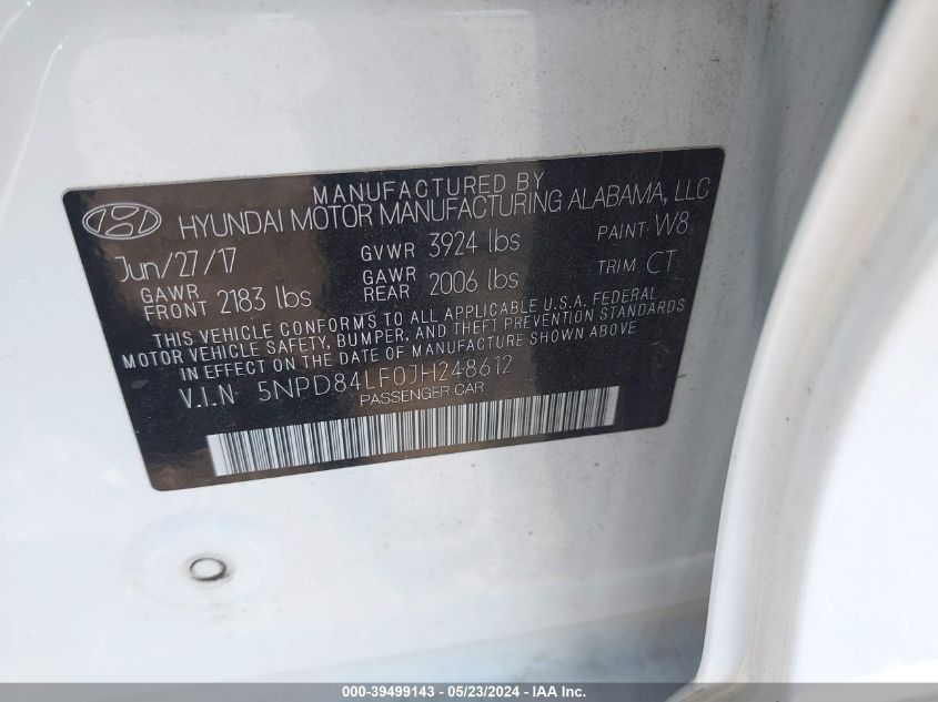 2018 HYUNDAI ELANTRA SEL - 5NPD84LF0JH248612