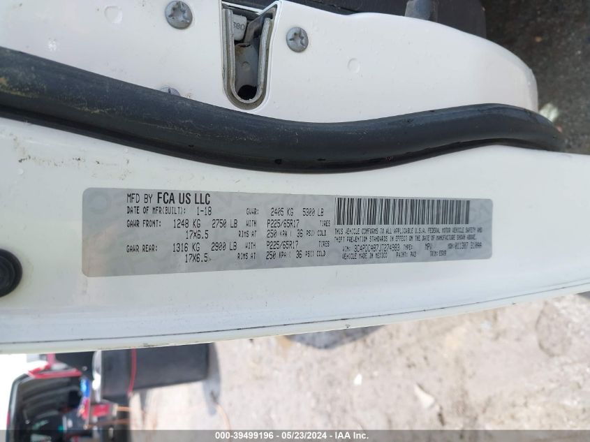 2018 Dodge Journey Se VIN: 3C4PDCAB7JT274983 Lot: 39499196