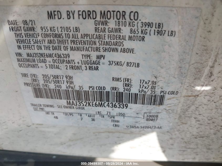 MAJ3S2KE6MC436339 2021 Ford Ecosport Titanium