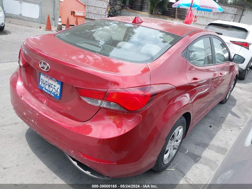 2016 Hyundai Elantra Se VIN: 5NPDH4AE7GH724163 Lot: 39500165