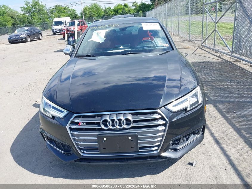 2018 Audi S4 3.0T Premium Plus VIN: WAUC4AF4XJA001277 Lot: 39500280