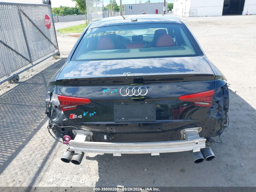 2018 Audi S4 3.0T Premium Plus VIN: WAUC4AF4XJA001277 Lot: 39500280