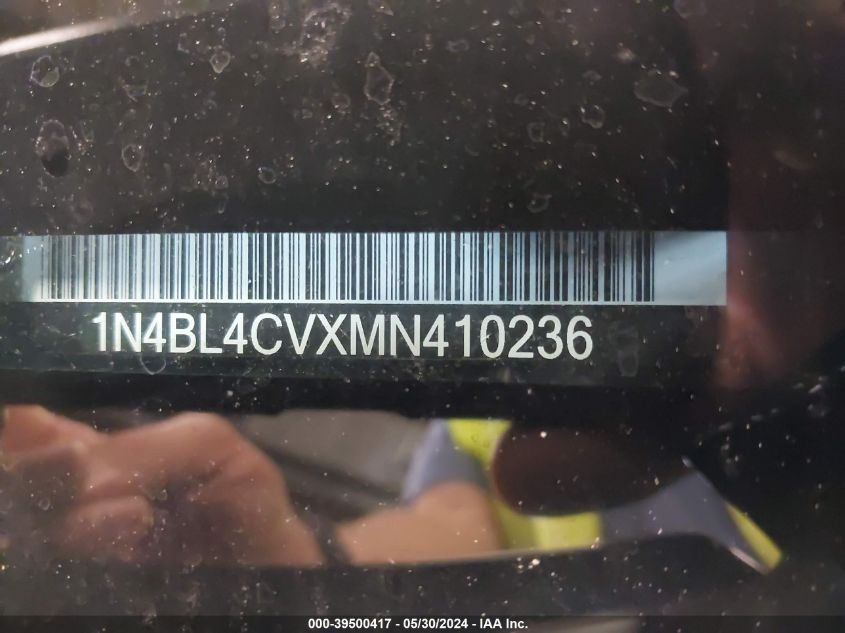 2021 Nissan Altima Sr Fwd VIN: 1N4BL4CVXMN410236 Lot: 39500417