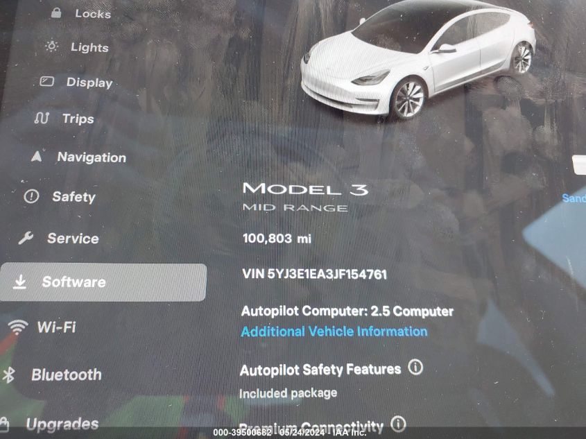 2018 Tesla Model 3 Long Range/Mid Range VIN: 5YJ3E1EA3JF154761 Lot: 39500682