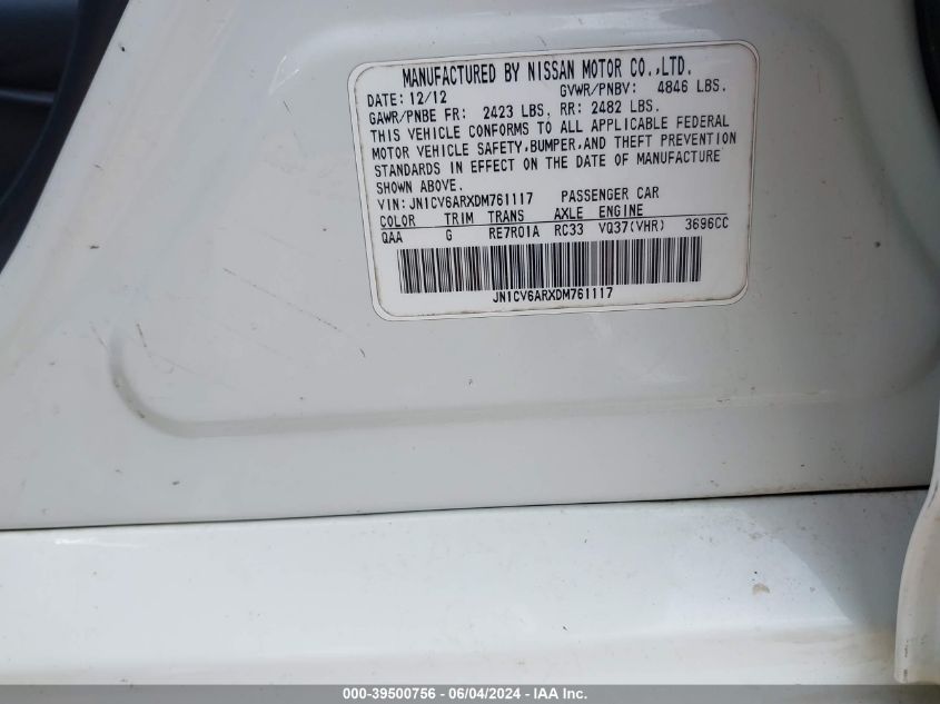 JN1CV6ARXDM761117 2013 Infiniti G37X