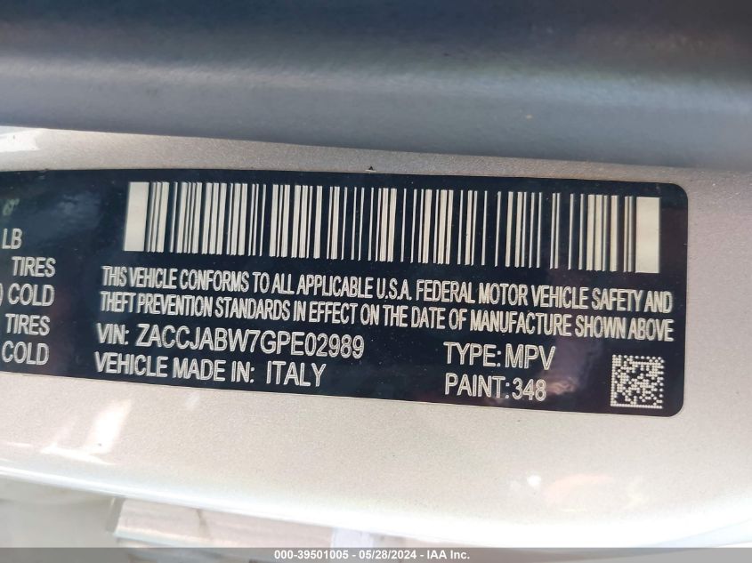 2016 JEEP RENEGADE 75TH ANNIVERSARY - ZACCJABW7GPE02989