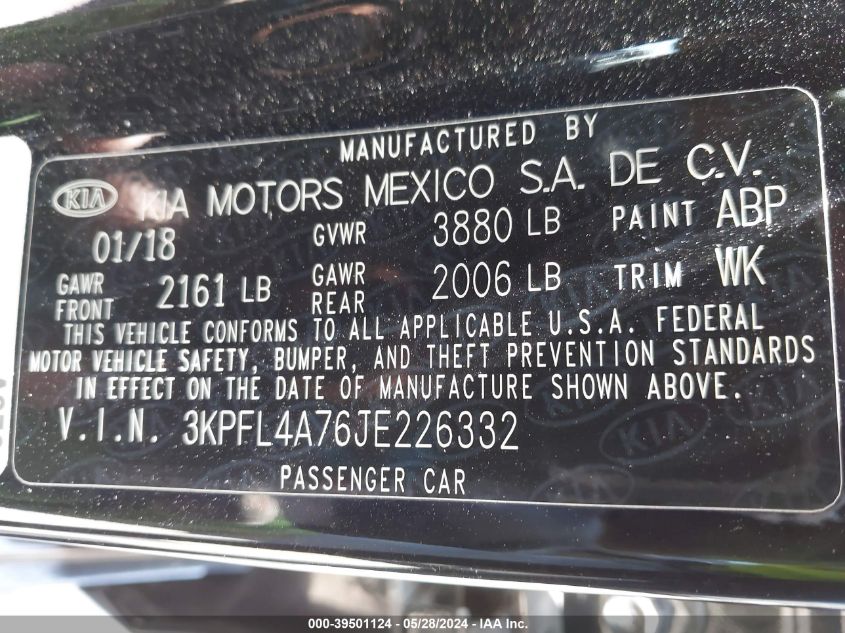 2018 KIA FORTE S - 3KPFL4A76JE226332