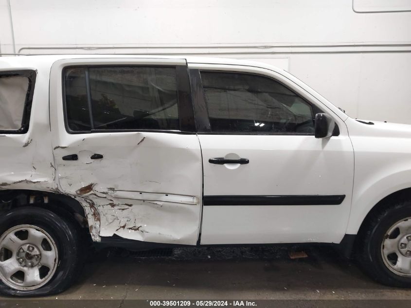 2012 Honda Pilot Lx VIN: 5FNYF3H24CB017625 Lot: 39501209