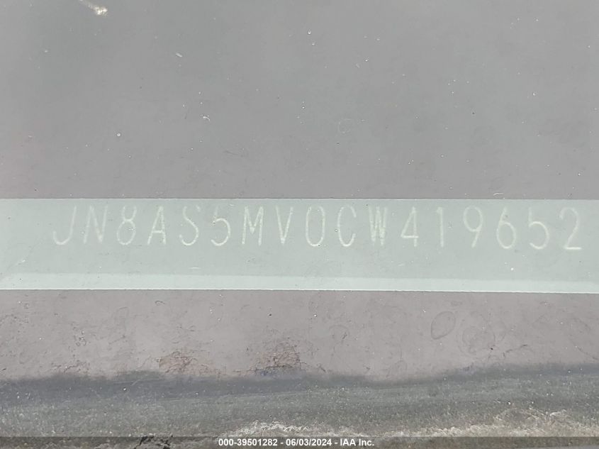 2012 Nissan Rogue S VIN: JN8AS5MV0CW419652 Lot: 39501282