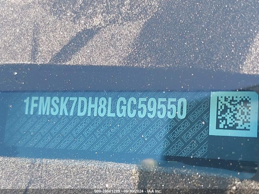 2020 Ford Explorer Xlt VIN: 1FMSK7DH8LGC59550 Lot: 39501289