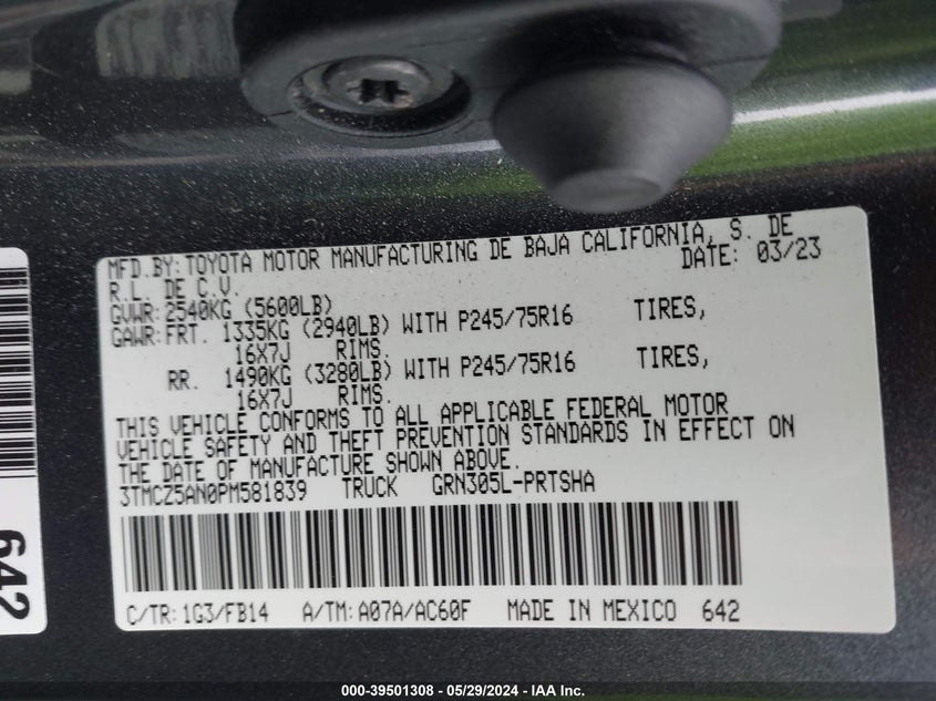 2023 TOYOTA TACOMA SR V6 - 3TMCZ5AN0PM581839