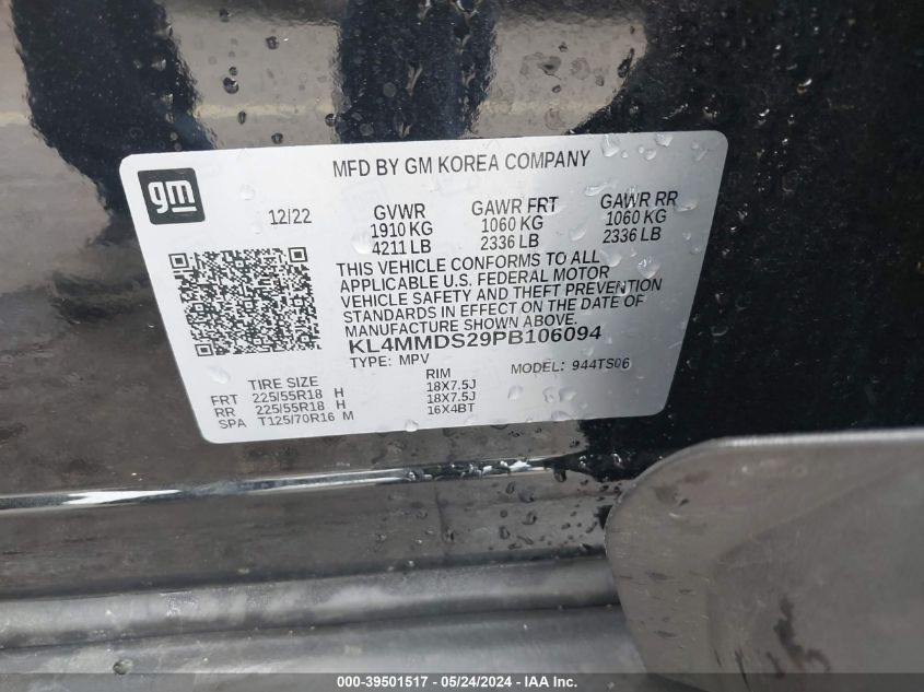 2023 Buick Encore Gx Select Fwd VIN: KL4MMDS29PB106094 Lot: 39501517