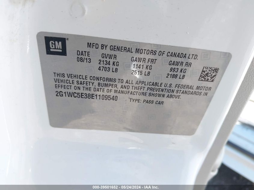2014 Chevrolet Impala Limited Ltz VIN: 2G1WC5E38E1109540 Lot: 39501652