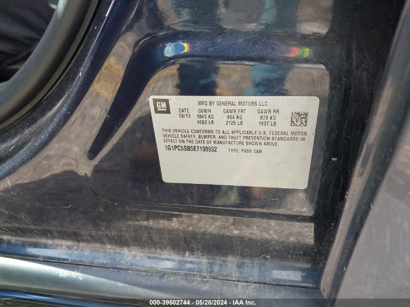 2014 Chevrolet Cruze 1Lt Auto VIN: 1G1PC5SB5E7108932 Lot: 39502744