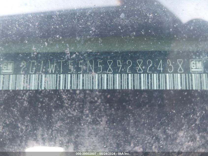 2008 Chevrolet Impala Lt VIN: 2G1WT55N589282438 Lot: 39502807