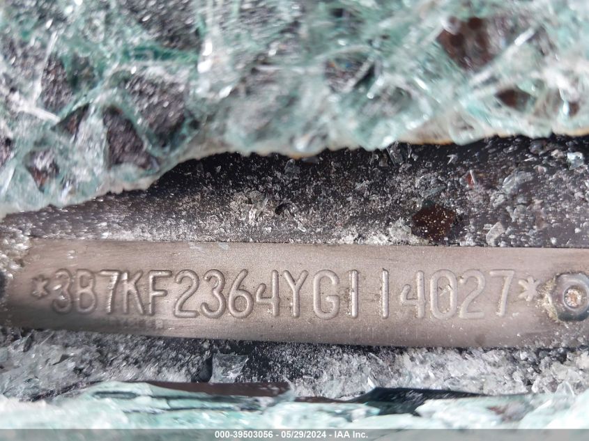 2000 Dodge Ram 2500 St VIN: 3B7KF2364YG114027 Lot: 39503056