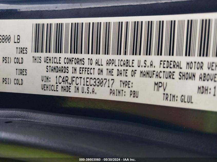 2014 Jeep Grand Cherokee Overland VIN: 1C4RJFCT1EC330717 Lot: 39503060