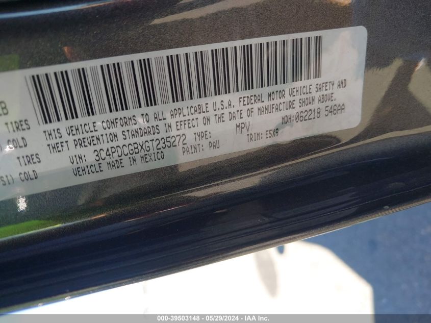 2016 Dodge Journey Crossroad VIN: 3C4PDCGBXGT235272 Lot: 39503148