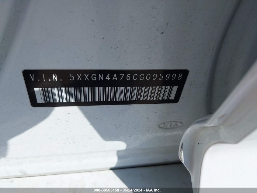 2012 Kia Optima Ex VIN: 5XXGN4A76CG005998 Lot: 39503158