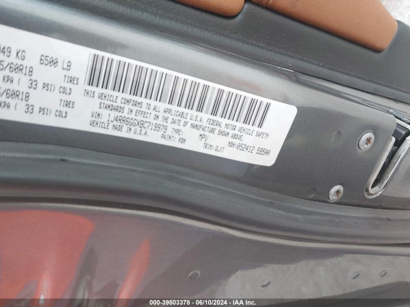 2011 Jeep Grand Cherokee Overland VIN: 1J4RR6GGXBC719979 Lot: 39503378