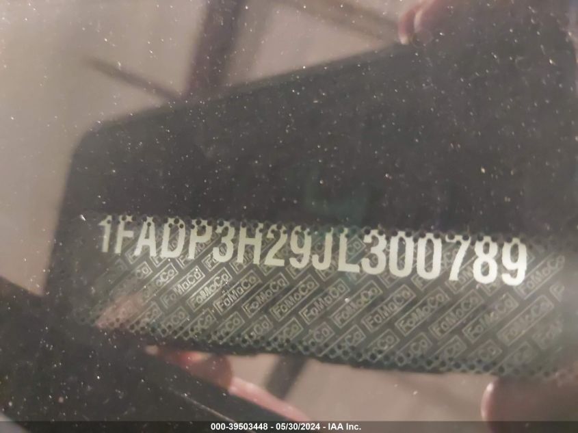 2018 Ford Focus Sel VIN: 1FADP3H29JL300789 Lot: 39503448
