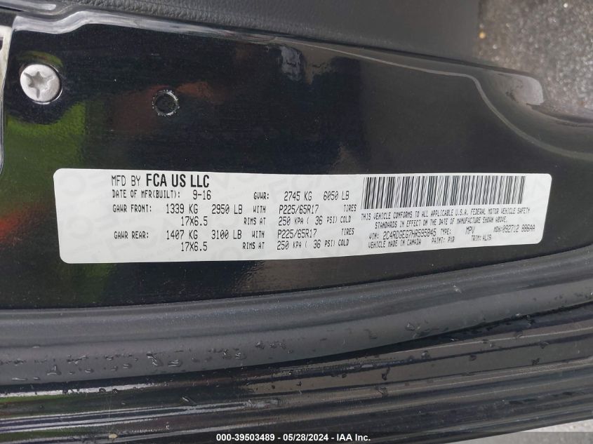 2017 Dodge Grand Caravan Gt VIN: 2C4RDGEG7HR595845 Lot: 39503489