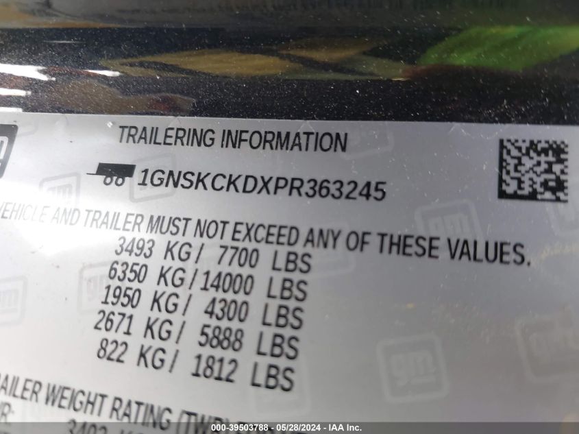 2023 Chevrolet Suburban 4Wd Lt VIN: 1GNSKCKDXPR363245 Lot: 39503788