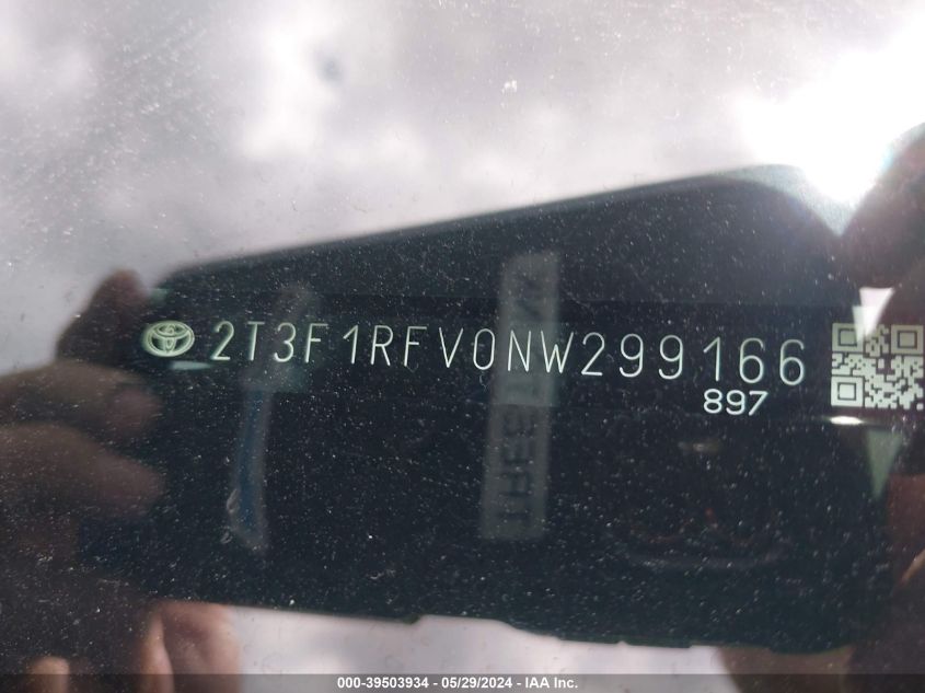 2022 TOYOTA RAV4 LE - 2T3F1RFV0NW299166