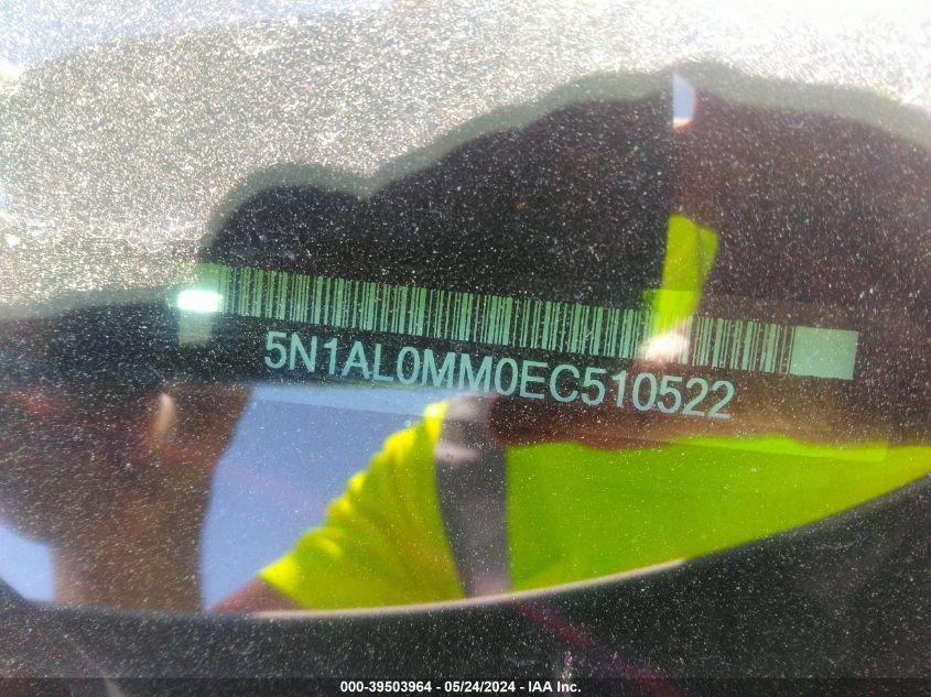 2014 Infiniti Qx60 VIN: 5N1AL0MM0EC510522 Lot: 39503964