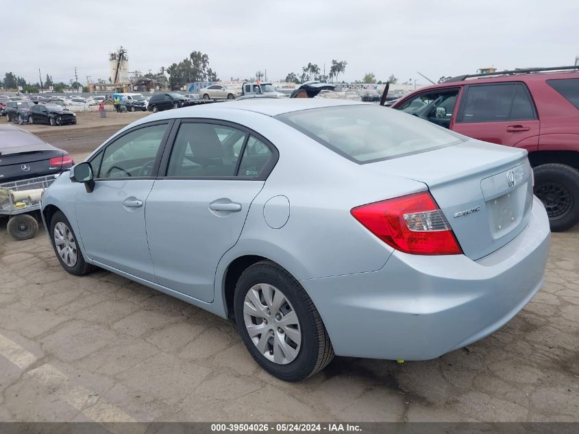 2012 Honda Civic Lx VIN: JHMFB2F52CS005291 Lot: 39504026